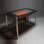 Стеклянный стол «Бочка Красный»